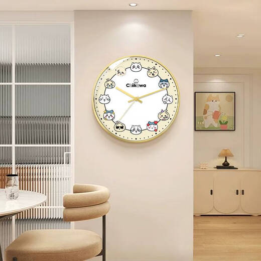 Chiikawa jiikawa mignon mur suspendu usaqi maison créative chambre salon horloge dpl698b white frame en plastique étroit aiguille noire 10 pouces