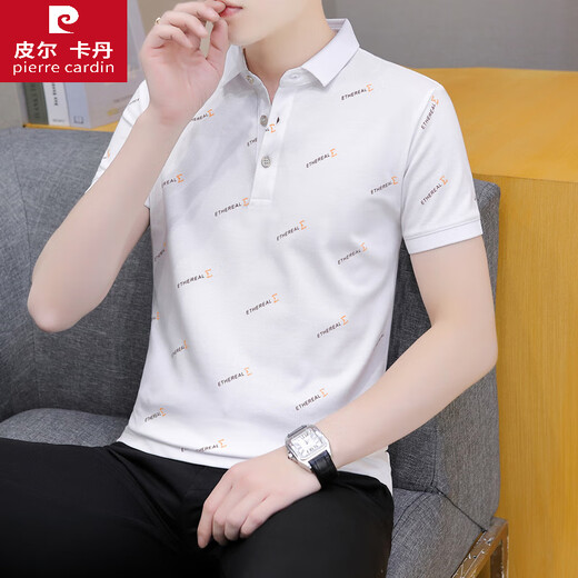 Pier Cardin Summer La camiseta de la solapa de manga corta de manga de verano de verano, camiseta juvenil de altura de alta manga, camiseta versátil casual de tierras m de jóvenes, negro QY679 M 100-120Jin [Jin equivale a 0.5 kg]
