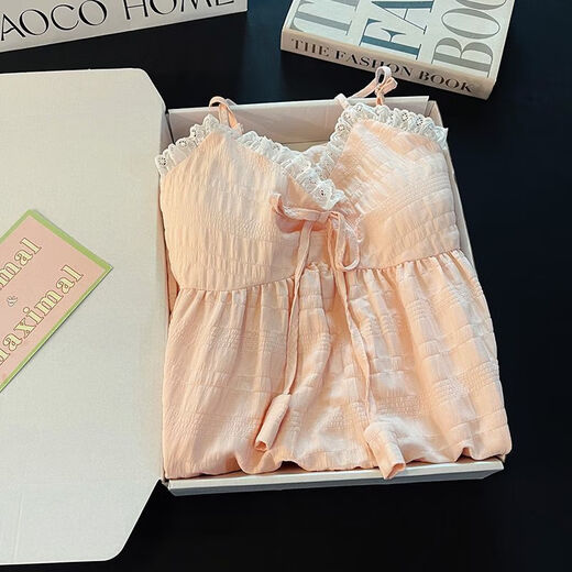 Pmwrun avec coton coton Summer Princess Style Sweet Nightgown For Women Abricot Color Suspender Pyjamas Loose Princess Style Home Clothes Robe Impliable PORD POSSE SIMPLE POUDRE 679 # M RECOMMANDÉ 75-100JIN [JIN ÉQUILÉS 0,5 kg]