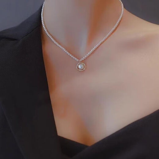 Shijia millet beads pearl necklace women's niche exquisite sweater chain pendant necklace 1 rhinestone flower