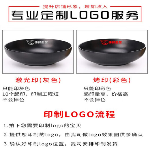 享乐伴面碗面馆专用商用日式麻辣烫碗大碗汤碗拉面碗黑色塑料密胺碗磨砂 10.5英寸线条碗1105