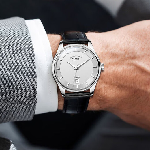 Boman Brand Watch Mechanical Watch Vollautomatisch importierte Bewegung Herren Uhrenkalender leuchtend wasserdichte Männer-Uhr-Klassiker [Sammlerversion] 3882 Belt Rose White-39mm Lifelong Garantie
