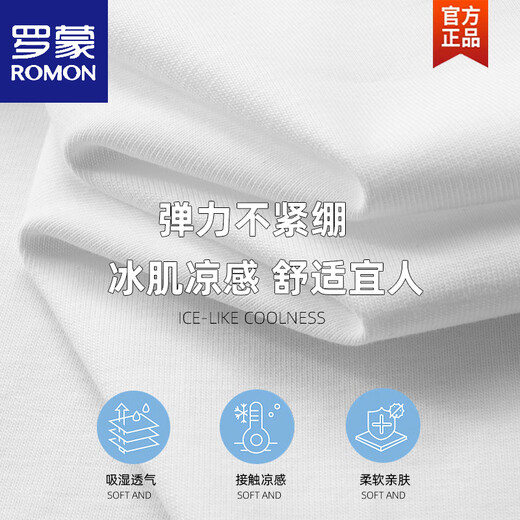 罗蒙（ROMON）冰丝棉贴布刺绣圆领短袖t恤男士欧洲站2025夏季新款宽松体恤衫潮 白色 【6630】 M 体重90-110斤