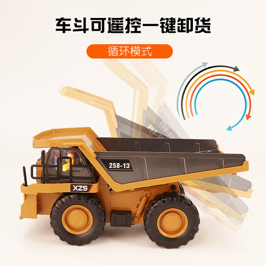 宙颗遥控大卡车合金矿用自卸车工程车翻斗车 重型宽体运输儿童电动车 9通道推土机合金版 2个车身充电电池送遥控电池