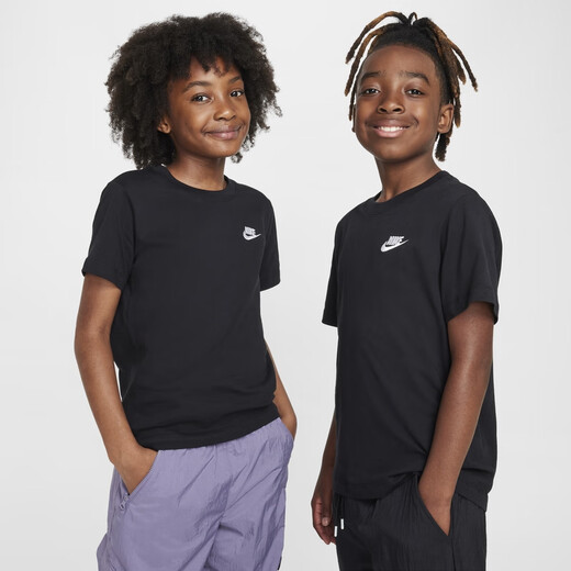 Nike (Nike) Offizielle Jungen und Mädchen große Kinder-T-Shirts für den Herbst Pure Cotton Casual Classic Stickerei Strickte Baumwolle FZ5177 844 Aprikosenmehl 155 l