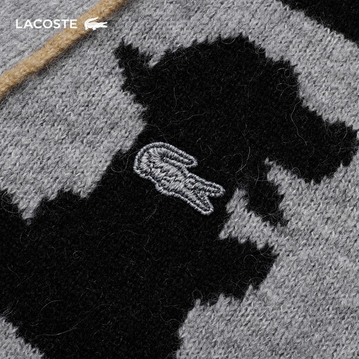 Lacoste French Crocodile Пара узора при печати модный цвет модный блок V-образный вырезок вязаный кардиган AH7374 UI7/Black/Grey/Khaki S