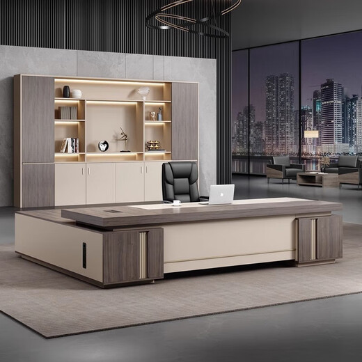 Boss desk desk simple modern office president desk and chair combination light luxury executive desk manager desk 1.6 meters boss desk (single cabinet)