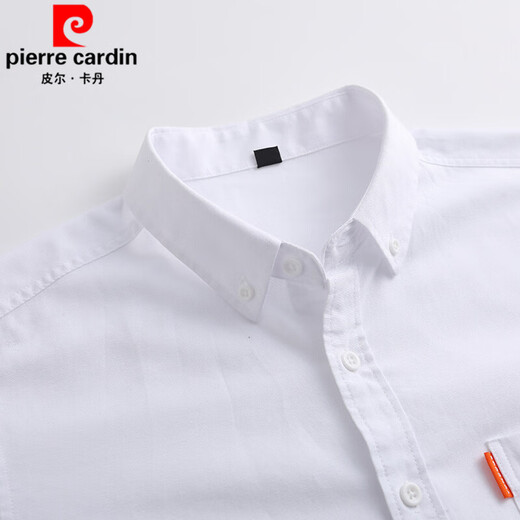 Pierre cardin solid color short-sleeved shirt for men 2025 summer new fashion casual versatile slim Korean version of hot embroidery shirt D682 white M