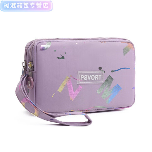 HEglan Korean Style Mode Multi-Layer Reißverschluss großer Kapazität großer Leinwand Mobiltelefon Schlüsselbeutel Stoff Handheld Münz Brieftasche Damen Long beige Weiß