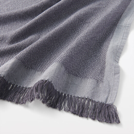 MUJI Indian cotton multi-purpose cloth with tassels pure cotton dishcloth household cover cloth charcoal gray