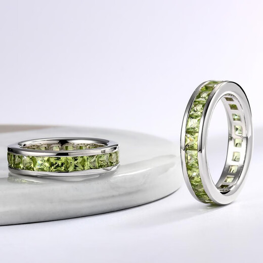Fat Donglai's same style peridot ring square full of emeralds for men and women couple ring No. 10