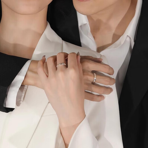 MZMZ platinum couple ring pt950 platinum fashion engagement ring new style wedding ring Valentine's Day birthday gift for girlfriend light luxury model-Sun and Moon Couple Ring