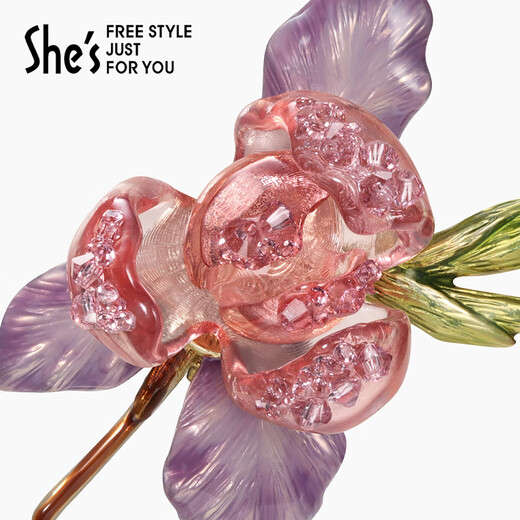 She s Akiko Monet impression bright resin flower brooch high-end temperament brooch brooch silk scarf buckle birthday gift for women bare crystal powder A0