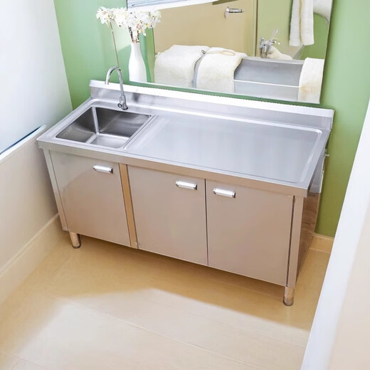 Ye Yu kitchen stainless steel sink basin cabinet pool sink integrated stove workbench home commercial custom 304 length 80 width 50 height 80 left pool