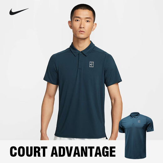 耐克（NIKE）网球服上衣POLO衫男夏季新款运动短袖翻领T恤 深海蓝FZ6908-478 XL