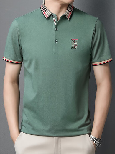 Olj Luxusmarke Herren Sommer New Polo Shirt Herren kurzärmeligte Revers-T-Shirt gestickt modisch Casual Herren Top Marine Blue M.