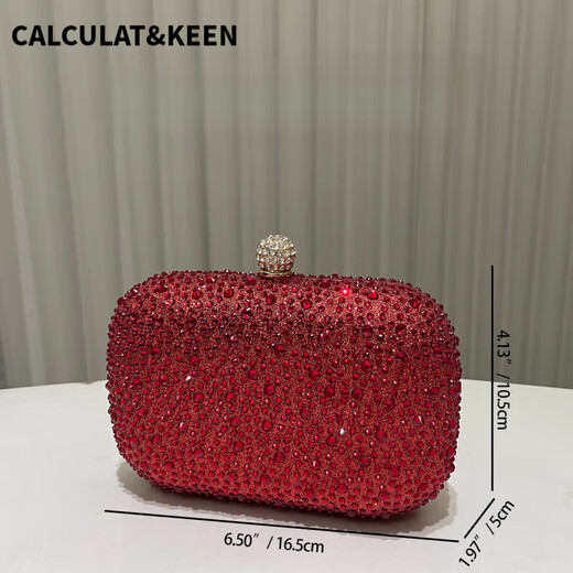 CALCULAT&KEEN2025新款时尚百搭晚宴包轻奢红色晚宴会名媛手拿包晚装手提斜挎包 七夕情人节礼物包包红色