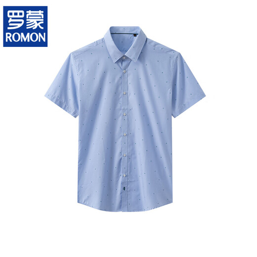 Romon (Romon) Theke Rückzug des Bidding Herren-Sommerhemdes atmungsaktives komfortable Baumwolle lässiges Kurzärmel-Hemd trendige Kleidung hellblaues Muster 165/84a/3895-105Jin [Jin ist gleich 0,5 kg]