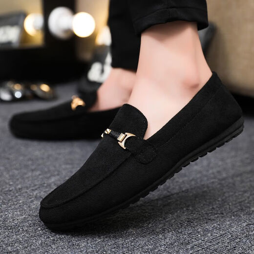 Yiliangying Doudou Shoes Men's Spring 2024 Nuevo mate de terciopelo inverso de terciopelo y pedaleo zapatos de cuero pequeños Loves Driving Shoes D753 Caki, disparo pequeño, gran tamaño 43