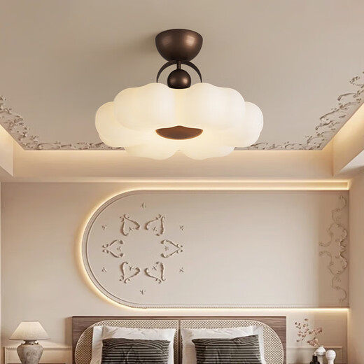 Tiffania 2025 Neues französisches mittelschwerem Stil Schlafzimmer Deckenlampe Neues chinesisches Augenschutz Volles Spektrum Guangdong Zhongshan Lampe M2601-500 Drei-Farben-LED-Doppelschicht Decke