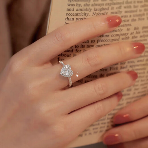 Pt950 platinum love series 1 carat moissanite diamond ring platinum ring Chinese Valentine's Day gift for girlfriend Light luxury love 1 carat live ring - adjustable