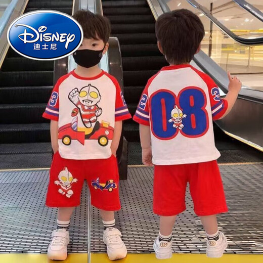 迪士尼（Disney）儿童奥特曼衣服2025夏季新款男童短袖t恤短裤套装男孩卡通两件套 太空人-灰色-1047. 100建议90-100cn 均码