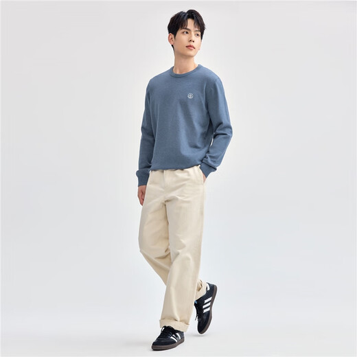 佐丹奴可机洗针织衫男软糯几何山峰刺绣圆领套头针织毛衣13054664