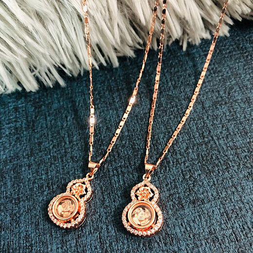 Shi En Light Luxury Windmill Rose Gold Gourd Necklace 18k Gold Shi Lai Run Pendant Women's Smart Rotating Color-plated Gold Necklace Rose Gold Gourd Single Pendant Does Not Come With a Chain