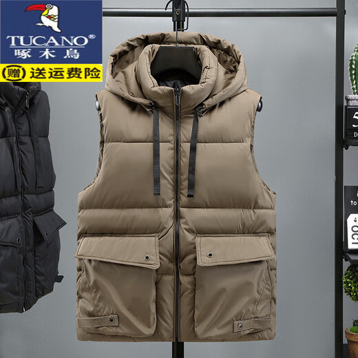 啄木鸟（TUCANO）工装马甲男秋冬多口袋韩版潮流棉坎肩宽松帅加厚外穿马夹外套背心 JTX9913深灰色 XL 建议120-140