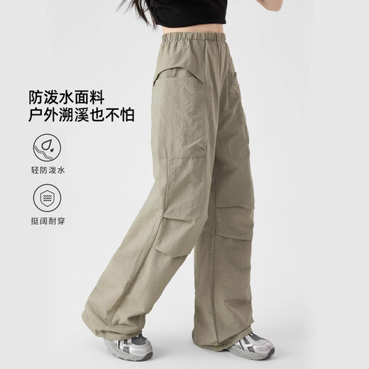 
Pitt Girls Wide Legs 2025 Spring New Style Medium and Large Children Quick Dry Work Pants Summer Children's Straight Casual Paratrooper Pants 15261 Military Green +15261 Light Khaki 130 cm