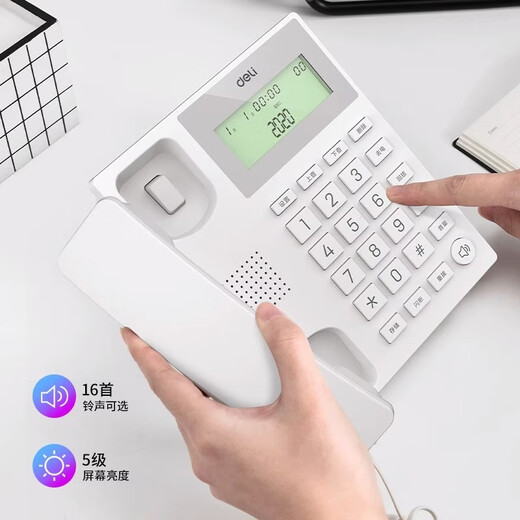 DELI Deli Telephone Stationary Telephone Office and Home 45 Inclination Angle Brightness Adjustable Caller ID Landline 13560 Telephone [Black]