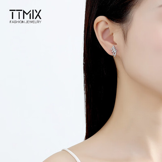 TTMIX Fashion Car Flower Platinum Earrings Women's pt950 Platinum Earrings Temperament and High-end Feeling for Your Girlfriend 3.5-3.7g