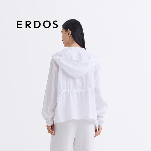 
ERDOS [Ramie] 25 summer loose hooded breathable hunting jacket old money style simple women's jacket white M 165/84A