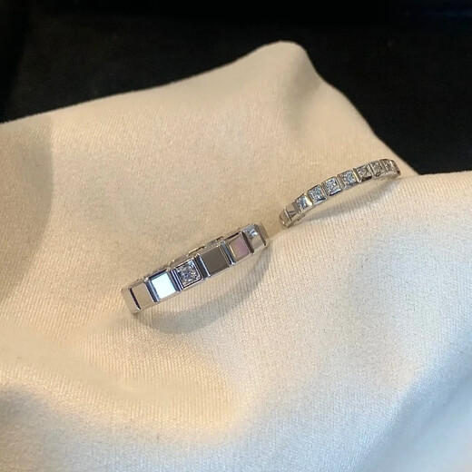 Feiyu 18k gold ice cube ring couple ring rose gold light luxury ins advanced men and women all-match square-shaped index finger ring narrow version diamond-free platinum ring US size 5 (country code 10-11)