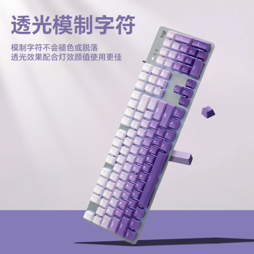 罗技（Logitech）K845机械键盘 有线键盘 办公电脑打字键盘  电竞游戏发光全尺寸个性化定制键帽 罗技K845青轴 暗香