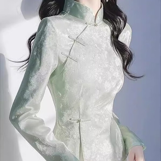 Ziweiqi Purple Satin Nouvelle chemise boutonnée de style chinois pour femmes violet 4839 m