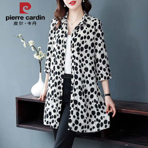 Camisa de longitud media de gasa Piercadan para tapa de manga de 7 cuartos para mujeres para el verano de moda de moda de gran tamaño de mediana edad