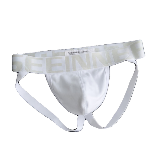 Tsereklai 2 pairs of men's double thong underwear pure white boys U convex bag sexy back empty triangle shorts head ck series 612 (black + white) L _110-130