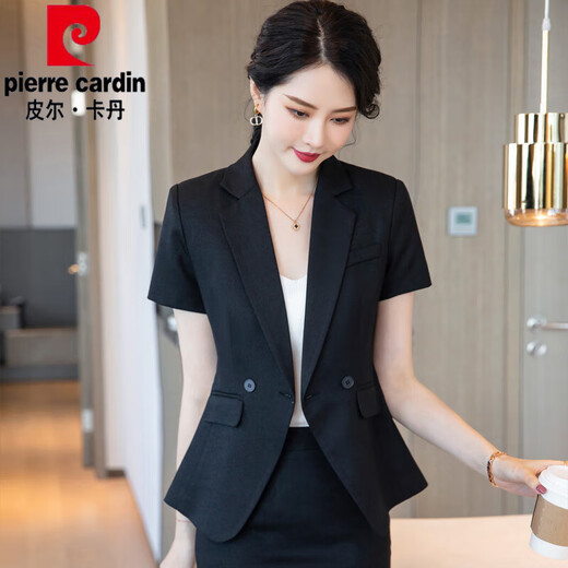 
Pierre cardin hotel manager work clothes for women 2025 summer high-end professional suit suit formal short-sleeved work clothes front desk work clothes JY6210 short-sleeved blue suit + 9901 blue skirt (send white S