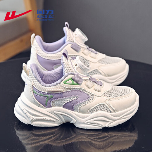 Warrior (Warrior) children's shoes girls' sneakers summer mesh breathable campus soft sole white shoes WZ (CL)-1049 meters/purple 31