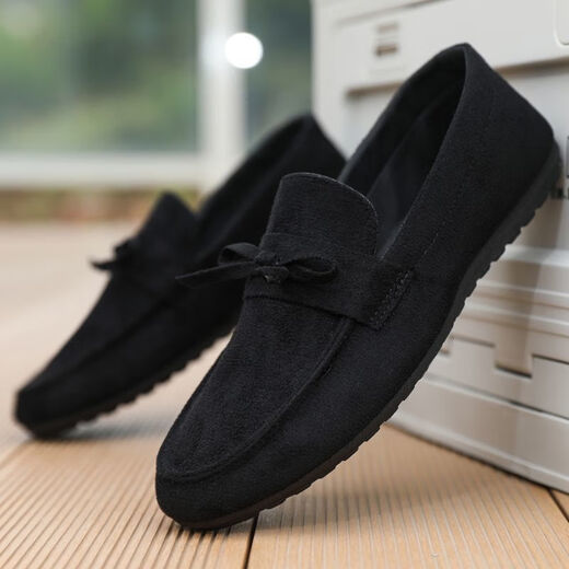 Yiliangying Doudou Shoes Men's Spring 2024 Nuevo mate de terciopelo inverso de terciopelo y pedaleo zapatos de cuero pequeños Loves Driving Shoes D753 Caki, disparo pequeño, gran tamaño 43