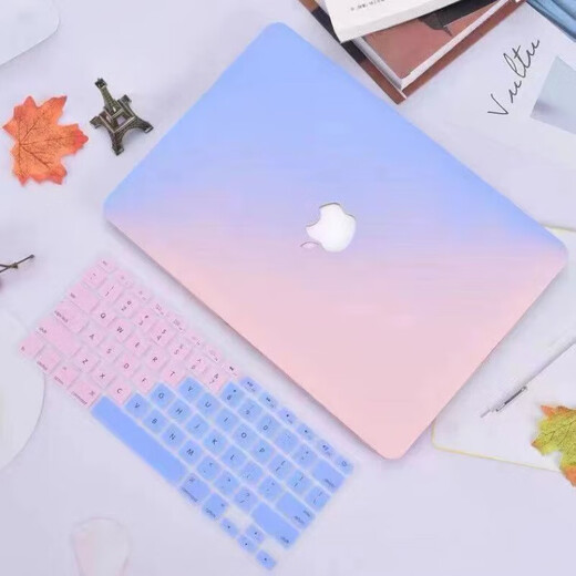 
SMVP is suitable for Macbook protective case Apple computer protective case M1Pro13 Apple notebook 2024 Gradient pink blue dishes keyboard film and dust plug Old pro13A1278