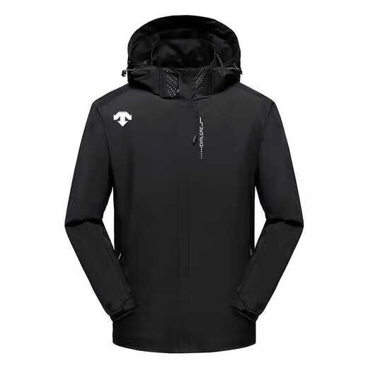 DESCENTE Fashion Men's Outdoor Mountaineering and Fishing Brigade Autumn and Winter Assault Jacket Waterproof Wind Grab Black Single Jacket 3XL