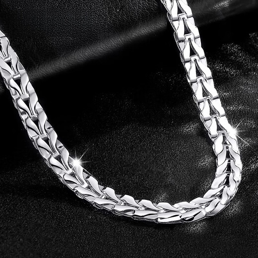 Fiber Bundle (QIANSHU) PT950 platinum necklace men's platinum necklace men's domineering platinum chain platinum snake bone chain thick chain weight about 64.51 grams long about 64 cm thick about 7.5