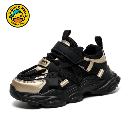 
G.DUCKKIDS little yellow duck boys' shoes spring and autumn style 2025 new mesh breathable black children's dad shoes boys' sneakers 6218 gray (summer single net) 26 inner length 16.5cm