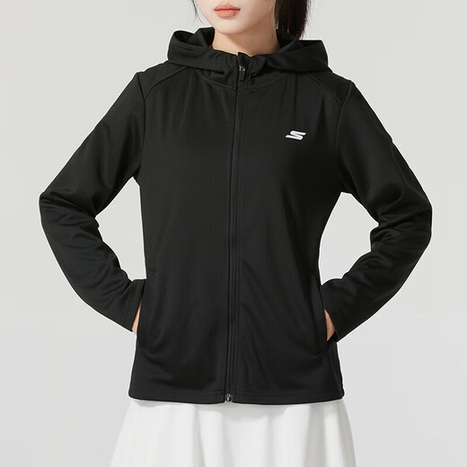
Skechers suit women sportswear hooded jacket running fitness training trousers casual pants straight pants pants black two-piece set/hooded jacket + trousers XS