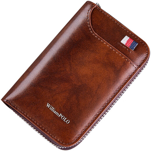 Williampolo Kaiser Paul Card Bag Herren neuer Lederkartenbeutel Brieftasche mit großer Kapazität Access Control Card Hülle Multi-Card-Kartenbeutel 9 Karten-Schwarze Kreuzmuster