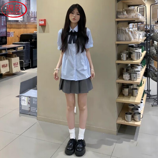 Langsha pleated skirt women's spring 2026 new high-waist slim college style a-line skirt small jk suit short skirt