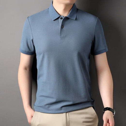 丨Lilang丨100 cotton men's short-sleeved T-shirt summer top loose unlabeled POLO half-sleeved shirt mercerized combed cotton collar Gray Coffee XL 175/88A