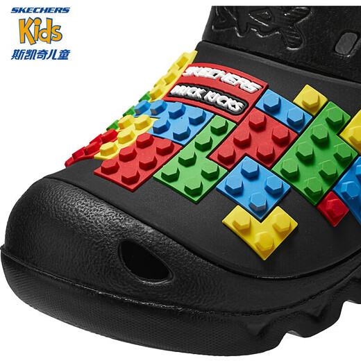 Skecher 2024 summer new style shopping mall same style as children's one-foot kicking hole shoes for boys' beach shoes black/multi-color/BKMT 28.5